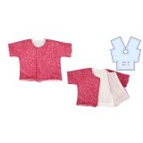 人形用のそでのついた服の裏地の縫い方練習用型紙