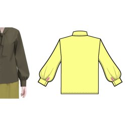 画像1: 見返し開きのビショップスリーブの型紙　(そでのみです）