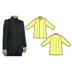 画像1: ハイネックの切替有ジャケット　前ボタンタイプの型紙　　レディース