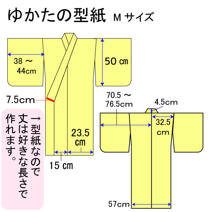 洋裁の先生が初心者のために作った浴衣の型紙