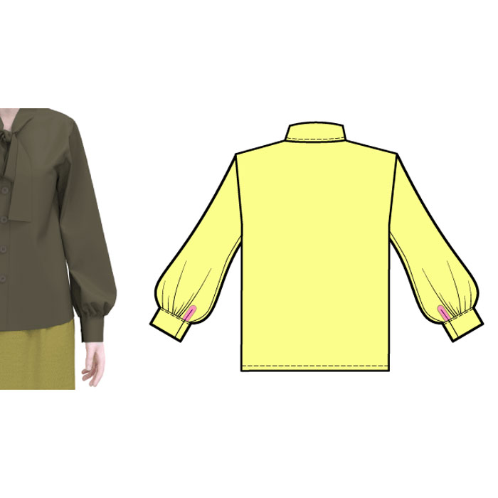 見返し開きのビショップスリーブの型紙　(そでのみです）
