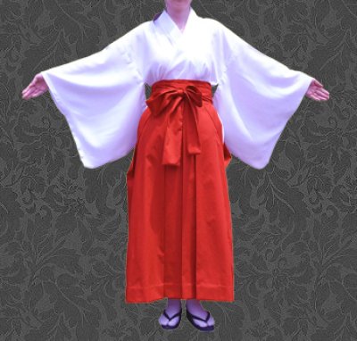 画像2: 巫女キャラクターのコスプレに　コスプレ用緋袴(スカートタイプ）の型紙　レディース